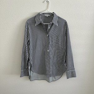 Reformation Navy and White Striped Shirt Size Small